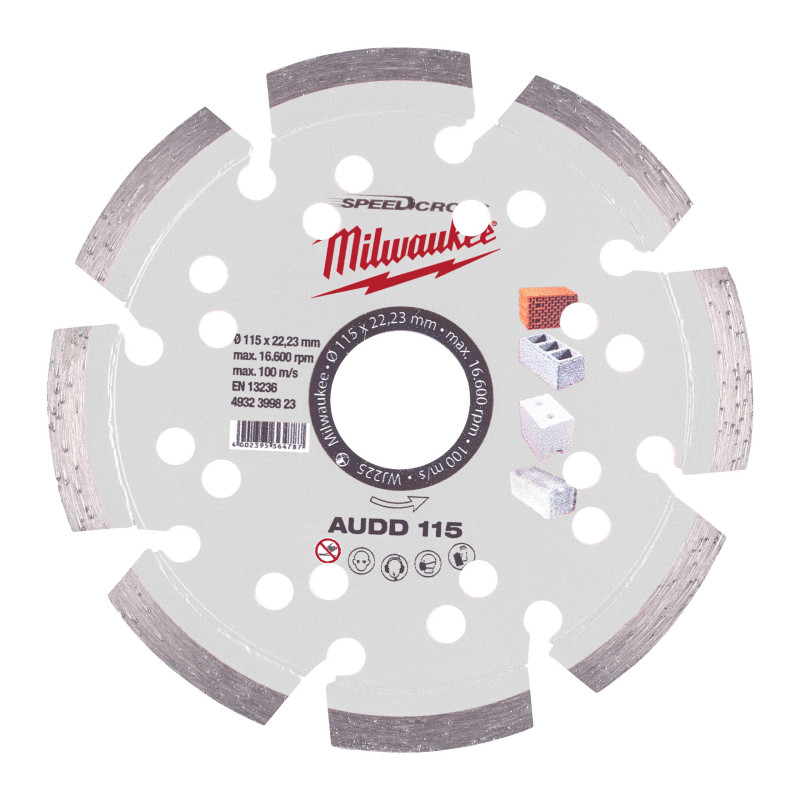 Disque diamant AUDD Milwaukee - Coupe béton et matériaux durs
