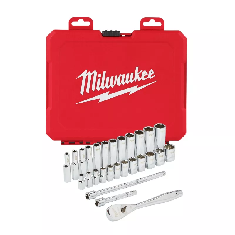 Set Cliquet + Douilles 1/4" Milwaukee 28 pcs Métrique 4932464943