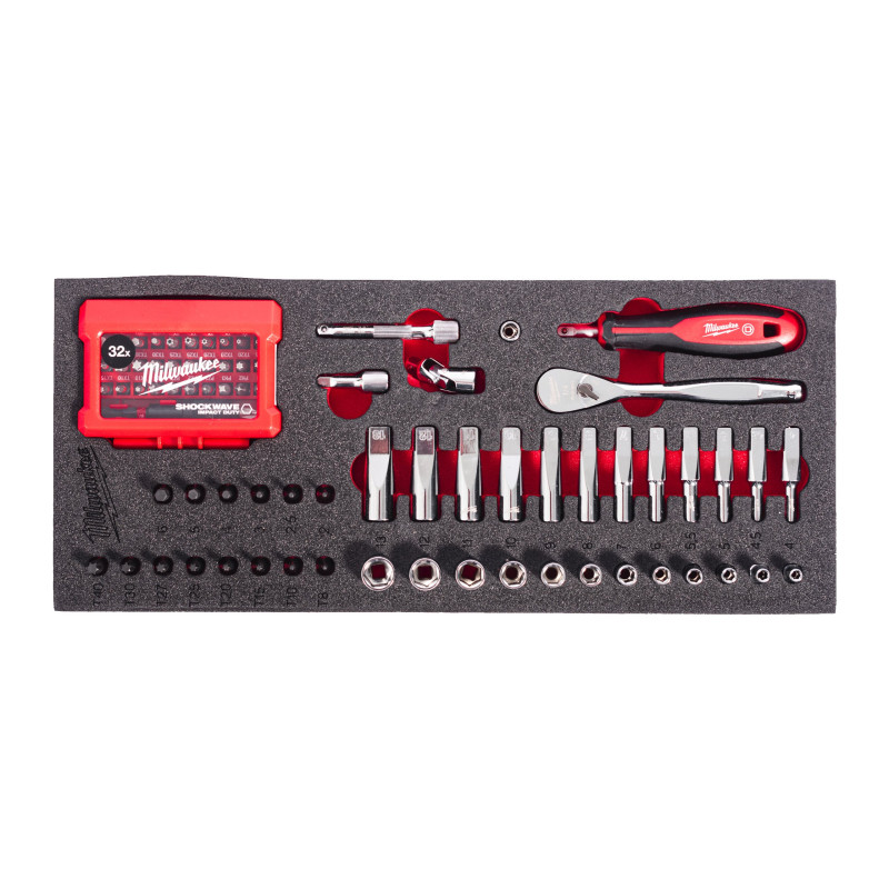 Module servante Milwaukee 4932499293 — 76 pièces ¼″ douilles et embouts