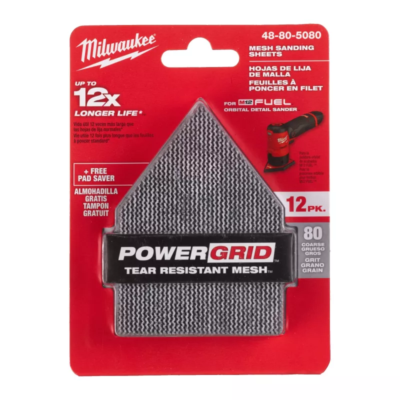 Feuilles abrasives mesh 67x92 mm ponceuse M12 FDSS Milwaukee