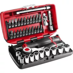 Coffret cliquet manche rotatif + douilles 1/4'' 6 pans boîte nano Facom