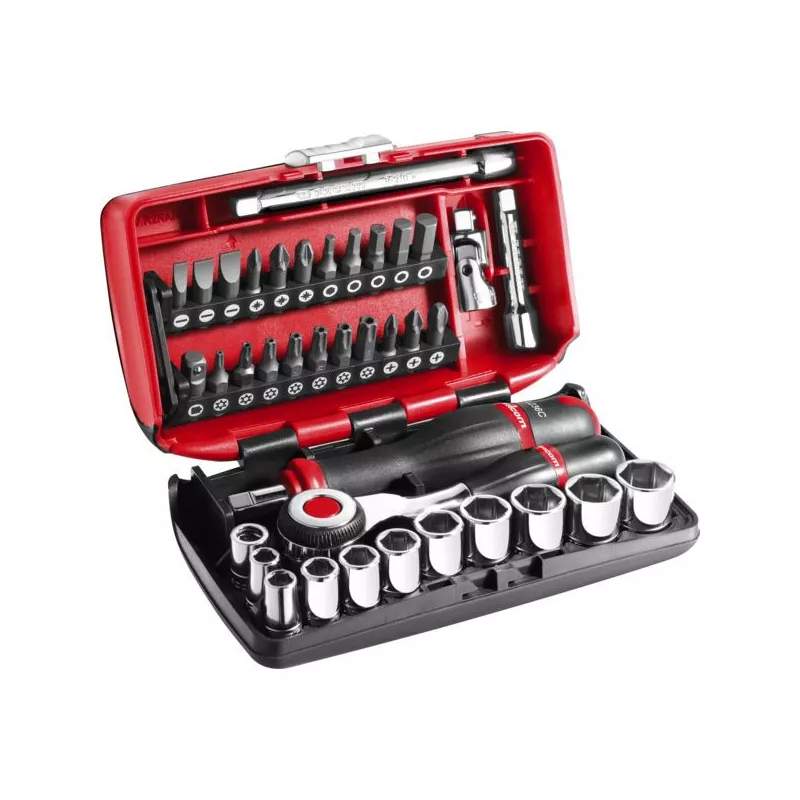 Coffret cliquet manche rotatif + douilles 1/4'' 6 pans - Facom