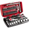 Coffret cliquet manche rotatif + douilles 1/4'' 6 pans - Facom