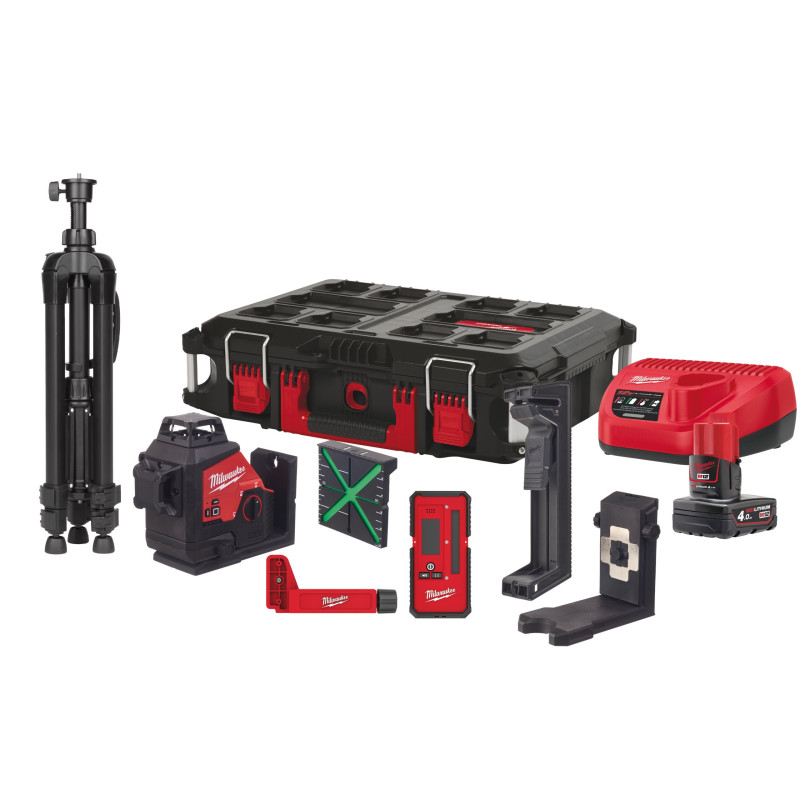 Milwaukee M12 3PLKIT-401P Laser vert 3 lignes 360° | FDS Pro