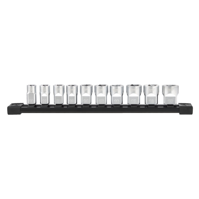 Jeu de douilles ⅜″ Milwaukee 4932492507 - 10 pièces métriques chrome