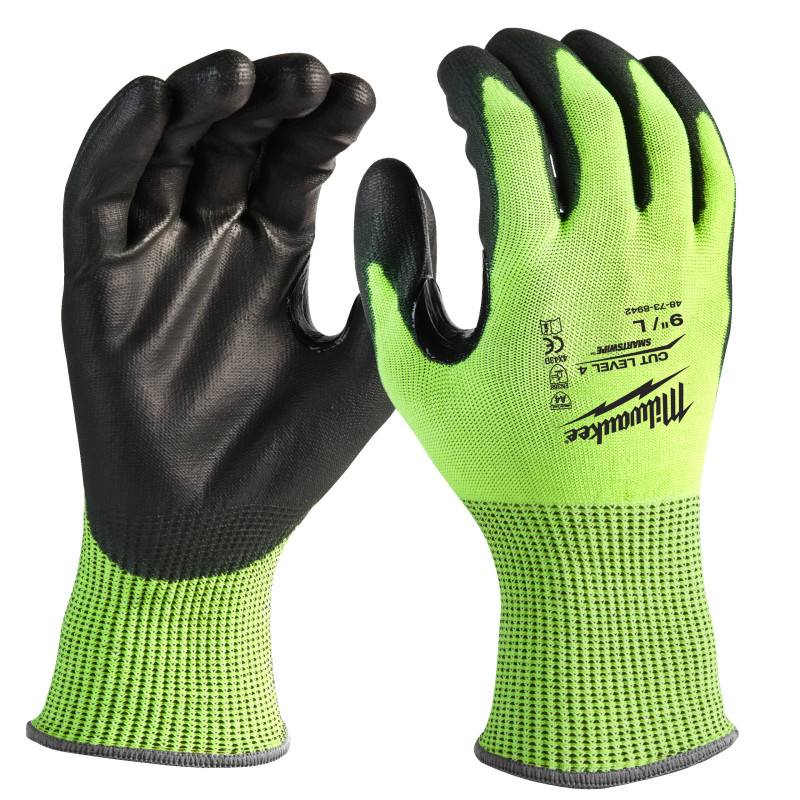 Gants Hi-Vis Cut D Milwaukee 4932479926 | Anti-coupure Haute Visibilité