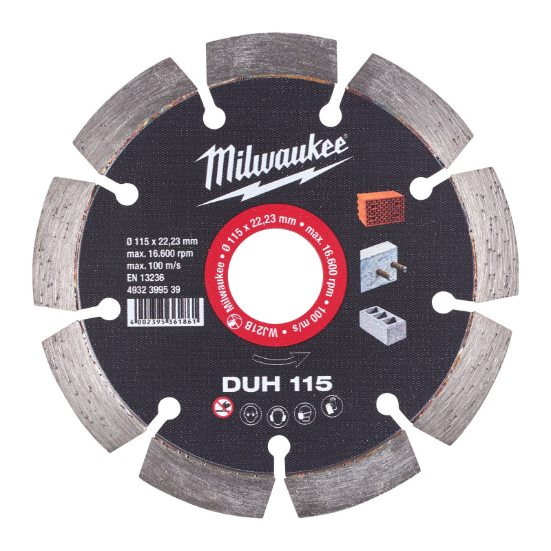 Disques Diamant DUH Milwaukee 115 à 400mm | Soudés Laser