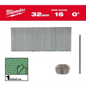 Clous finition gauge 16 droits galvanisés Milwaukee - FDS Pro