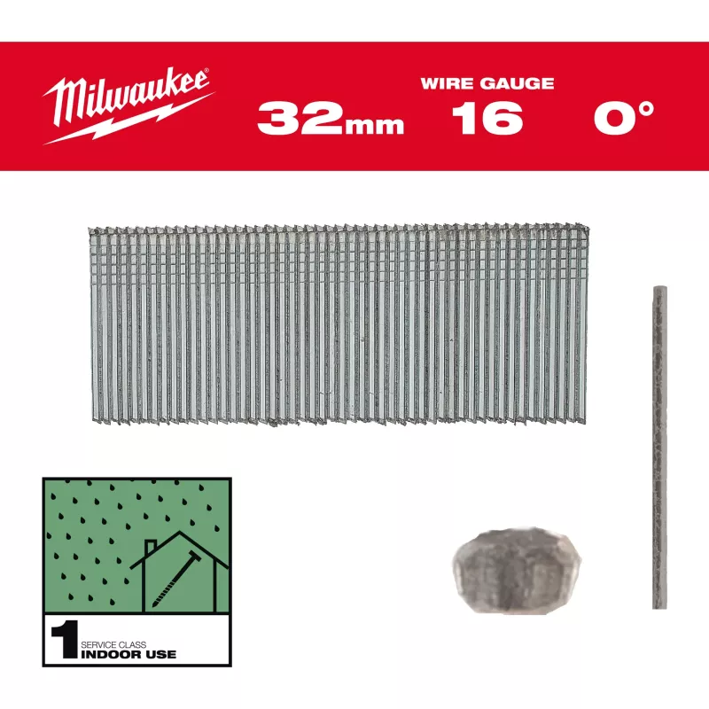 Clous finition gauge 16 droits galvanisés Milwaukee - FDS Pro