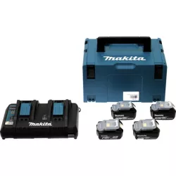 Pack énergie Makita avec 4 batteries 18V 4Ah et chargeur double