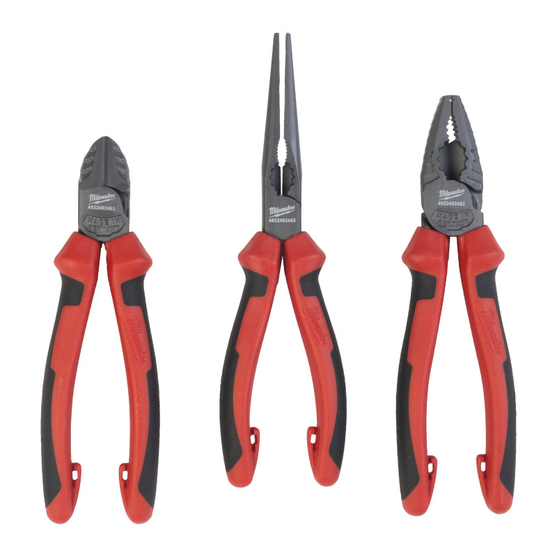 Set 3 pinces Milwaukee 4932492773 | Universelle, bec long, coupante