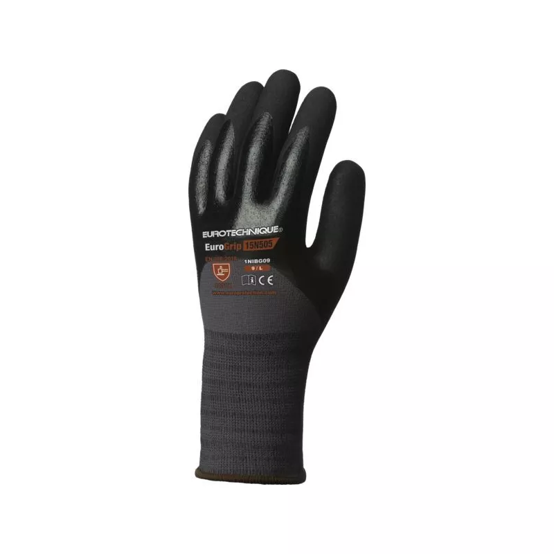 T8 Paire de gants 3/4 enduits double enduction nitrile fine (lot de 10)