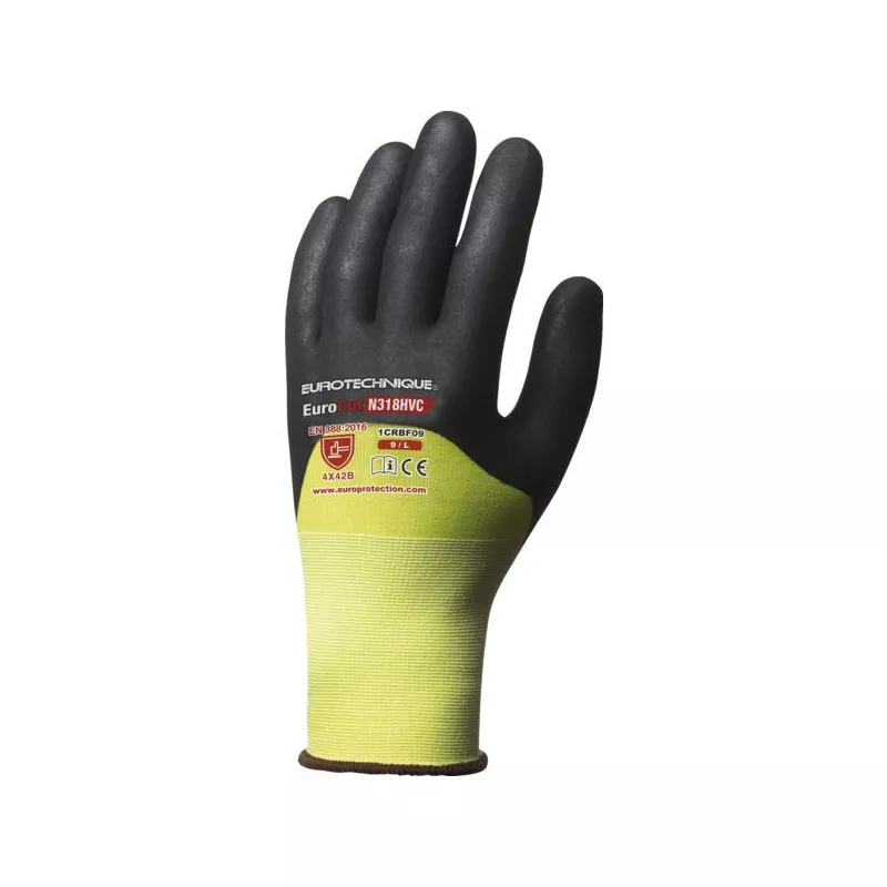 T7 Paire de gants 3/4 enduits nitrile mousse jaune