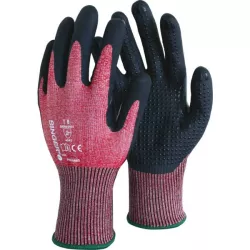 T8 Paire de gants paumes nitrile mousse+picots rouge