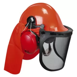 Casque forestier orange complet