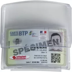 PORTE BADGE ADHESIF POUR CASQUES DE CHANTIER