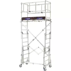 Echafaudage pliant et telescopique ht plancher 2metres roulant TUBESCA
