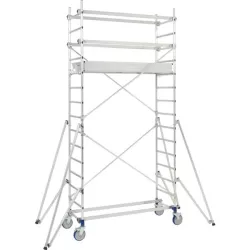 Echafaudage alu cross 180 ht travail 4.84 ht plateau 2.84 COMABI