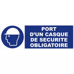 Plaque obligation 450 x 150 mm - port obligatoire d'un casque de sécurité