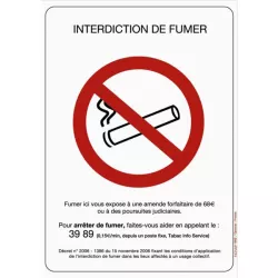 Panneau rigide 148 x 210 mm - interdiction de fumer