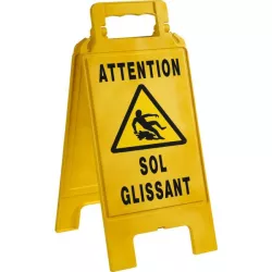 Chevalet de signalisation - jaune - attention sol glissant