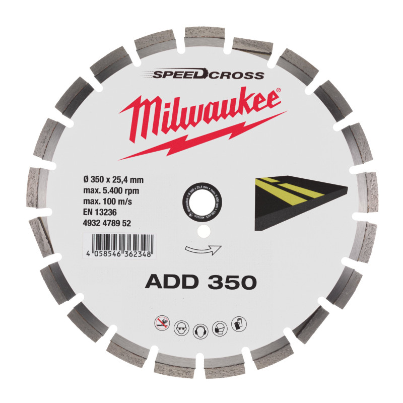 Disque Diamant ADD 350 mm Asphalte Milwaukee 4932478952 | FDS Pro