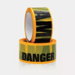 Lot de 10 rubalises noire/jaune "danger amiante" - 50 mm x 100 ml