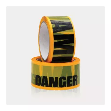 Lot de 10 rubalises noire/jaune "danger amiante" - 50 mm x 100 ml