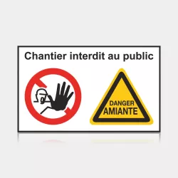 Panneau signalétique chantier amiante - 50 cm x 30 cm