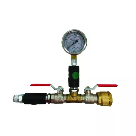 Kit de test canalisation avec manomètre sortie pour PE Ø 25 mm (maxi 12 bar)