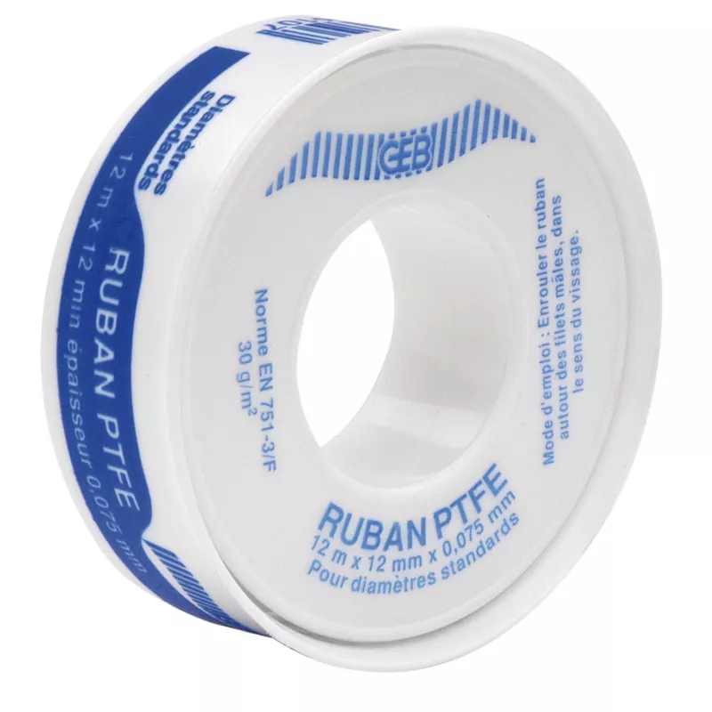 Ruban PTFE 12 mm x 12 m - à l’unité