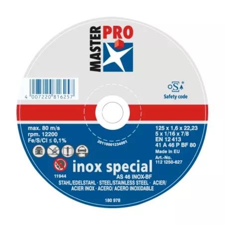 Disque à tronçonner inox et acier MP Ø125
