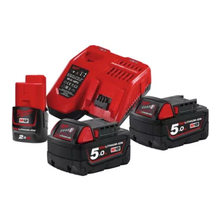 Pack énergie Milwaukee 2 batteries 18V 5AH + batterie 12V + chargeur rapide